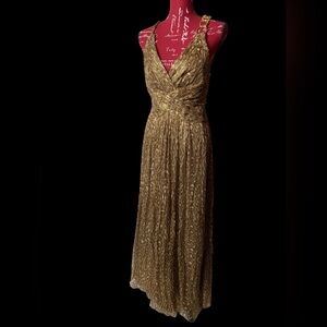 BCBG MAXAZRIA SILK MAXI DRESS Y2k metallic leopard print evening gown nwt size 6
